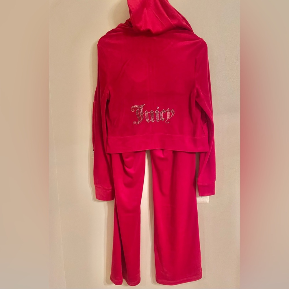 NWT- Juicy Couture Womens Red Party Velour Tracksuit Set Medium Rhinestone - Picture 2 of 14